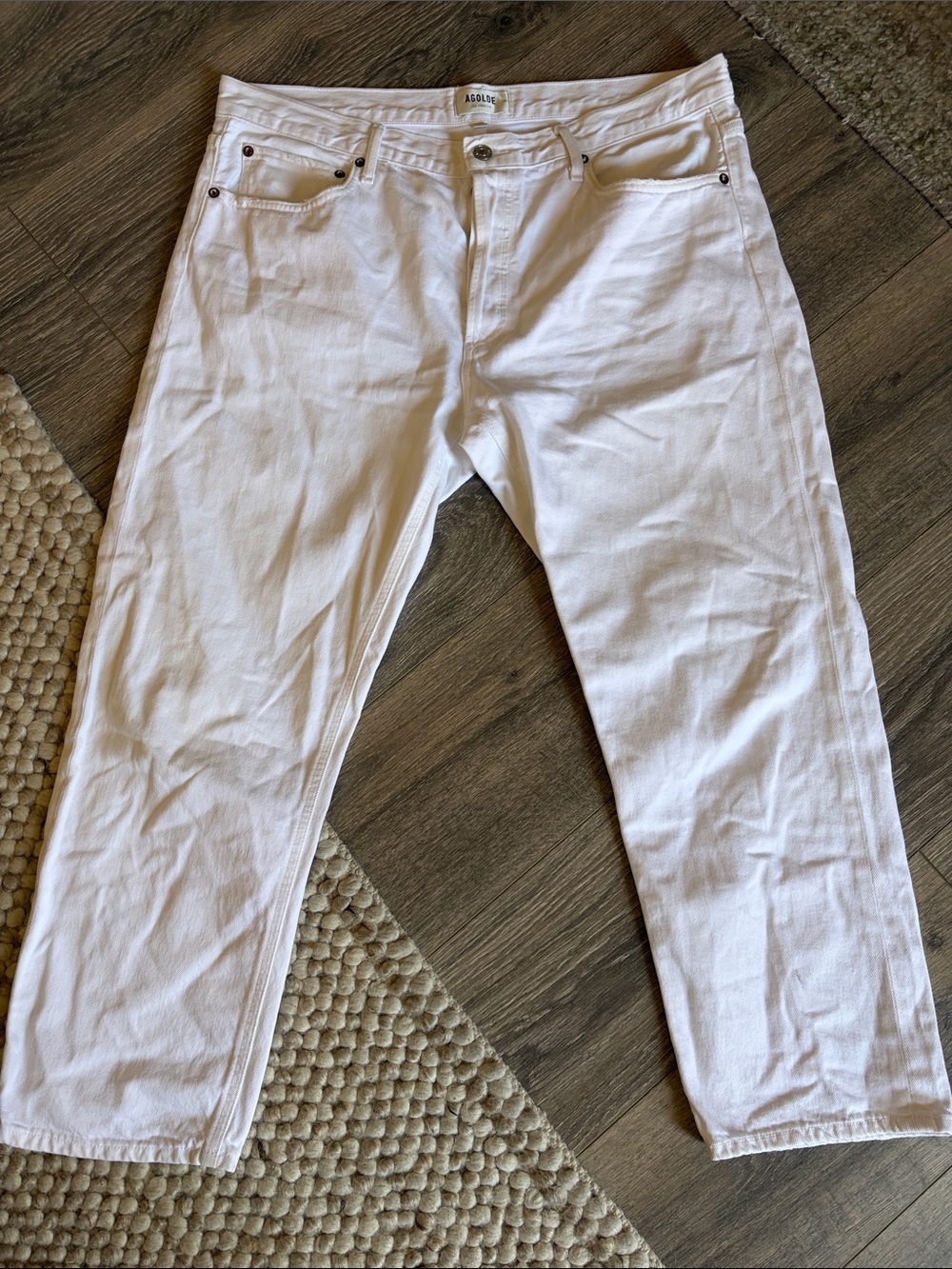Agolde Parker White Ankle Crop Jeans